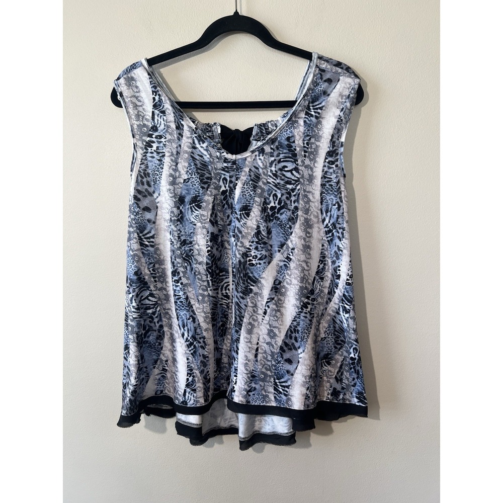 Anthropologie Cubism LA Swing Tank Top Women L Sleeveless Back Tie Sheer Hem